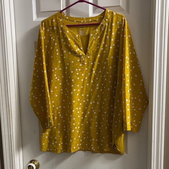 Van Heusen Tops - Van Heusen Mustard Polka Dot Blouse